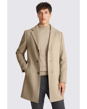 Moss Oatmeal Wool Blend Overcoat - Natural
