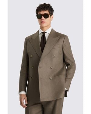 Moss Relaxed Fit Taupe Linen Suit Jacket - Brown