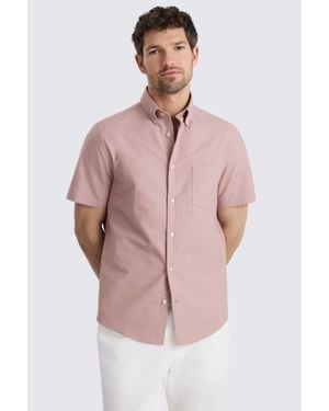 Moss Dusty Short Sleeve Washed Oxford Shirt - Pink