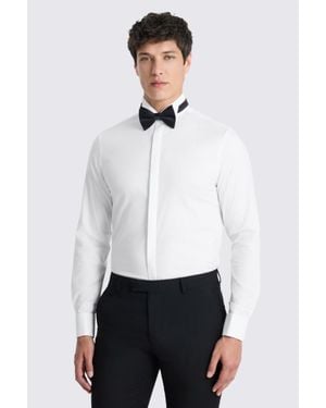 Moss Slim Fit Double Cuff Textured Shirt - White