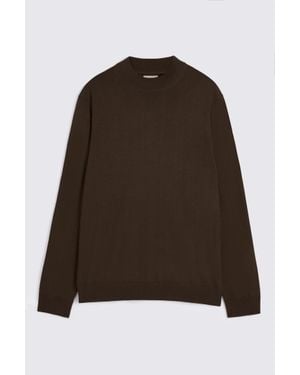 Moss Merino Mock-Neck Jumper - Brown