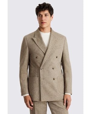 Moss Relaxed Fit Tweed Herringbone Suit Jacket - Natural
