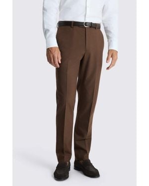 Moss Slim Fit Chestnut Flannel Trousers - Orange
