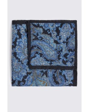 Tessitura bottinelli Bottinelli Bright Wool Multi Paisley Pocket Square - Blue