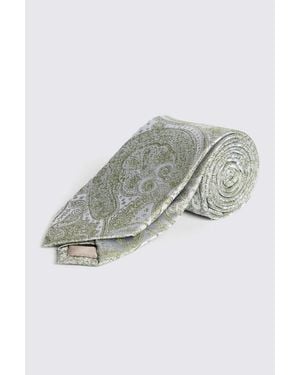 Moss Sage Wedding Paisley Tie - Grey