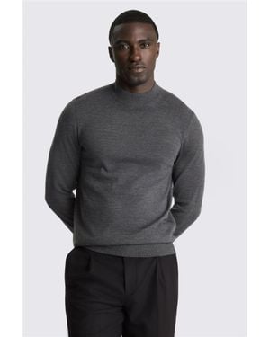 Moss Charcoal Merino Mock-Neck Jumper - Grey