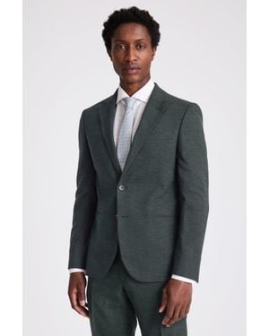 Moss Slim Fit Dark Puppytooth Suit Jacket - Blue