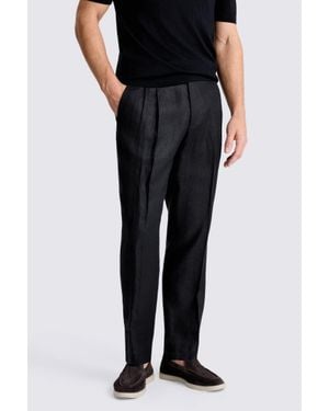 Moss Linen Pleated Trousers - Black