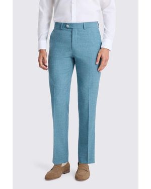 Moss Tailored Fit Slub Trousers - Blue