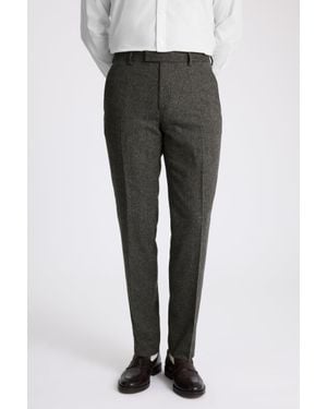 Moss Tailored Fit Herringbone Trousers - Black