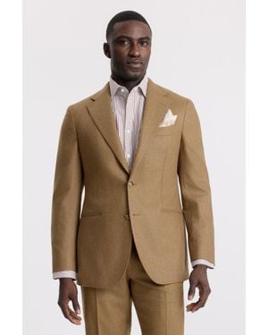 Barberis Italian Tailored Fit Flannel Suit Suit Jacket - Natural