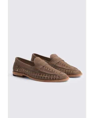 Moss Capri Taupe Suede Woven Loafers - Brown