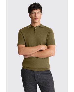 Moss Merino Knitted Polo Shirt - Green