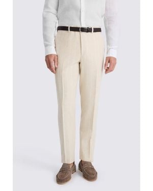 Moss Slim Fit Light Camel Stripe Trouser - Natural