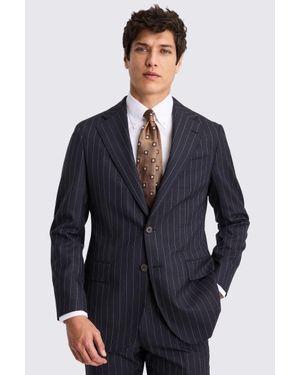 Barberis Italian Tailored Fit Stripe Suit Jacket - Blue