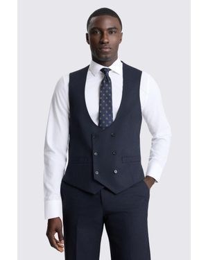 Moss Tailored Fit Puppytooth Waistcoat - Blue