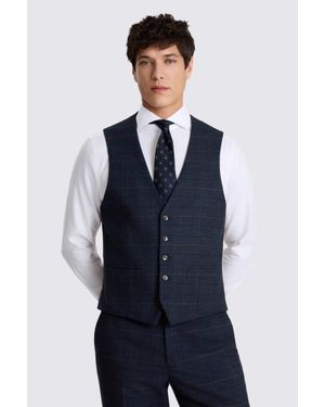 Moss Regular Fit Check Waistcoat - Blue