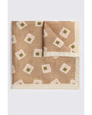 Tessitura bottinelli Italian Camel & Off- Wool Pocket Square - Natural