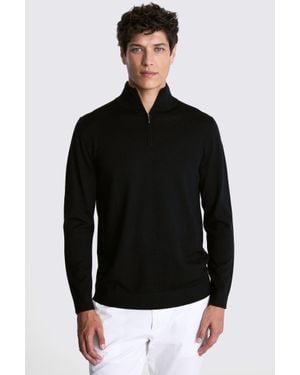 Moss Merino Zip-Neck Jumper - Black