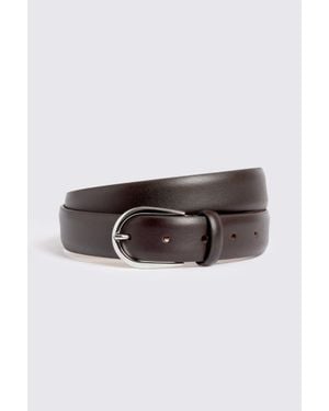 Moss Italian Dark Leather Belt - White