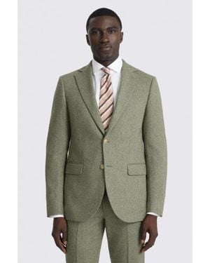 Moss Tailored Fit Sage Herringbone Suit Jacket - Grey