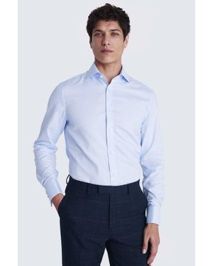 Moss Tailored Fit Sky Cotton Dobby Shirt - White