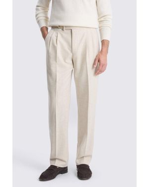 Moss Neutral Flannel Pleated Trousers - White
