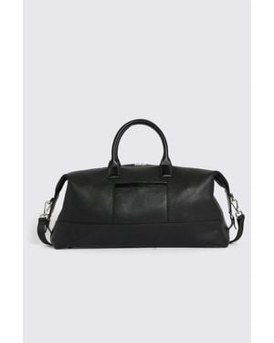 Moss Grained Leather Holdall - Black
