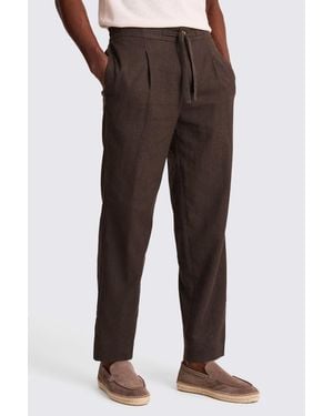 Moss Linen Beach Trousers - Brown