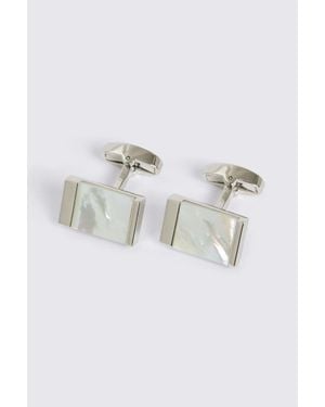Moss Mother Of Pearl Rectangle Cufflinks - Blue