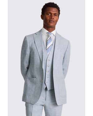 Moss Tailored Fit Light Linen Suit Jacket - Blue