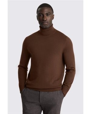Moss Mid Merino-Blend Roll-Neck Jumper - Brown