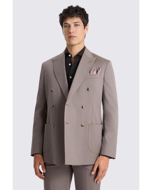 Moss Tailored Fit Taupe Cotton Suit Suit Jacket - Brown