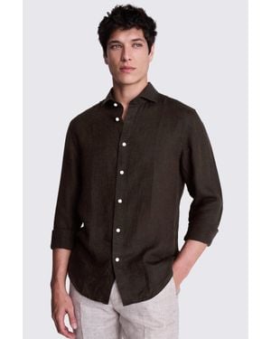 Moss Chocolate Linen Shirt - Black