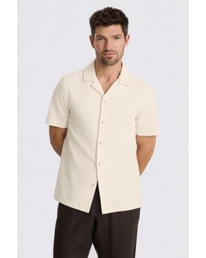 Moss Ecru Knitted Cuban Collar Shirt - Natural
