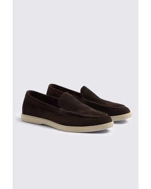 Moss Lewisham Relaxed Suede Loafers - Black