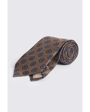 Moss Bronze Silk Medallion Tie - Brown