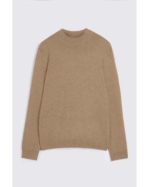 Moss Camel Merino Mock-Neck Jumper - Natural