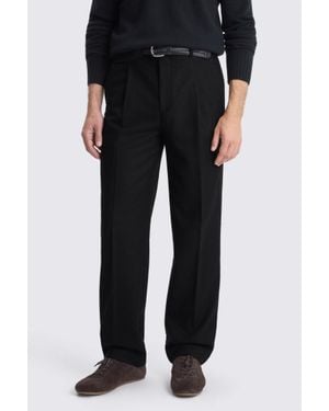 Moss Flannel Wide Leg Pleated Trousers - Black