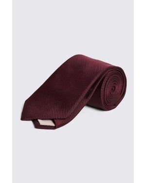 Moss Burgundy Silk Semi Plain Tie - Red