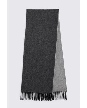 Moss Charcoal Light Reversible Wool Scarf - Black