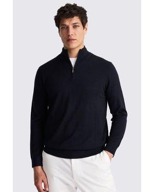 Moss Merino Zip-Neck Jumper - Blue