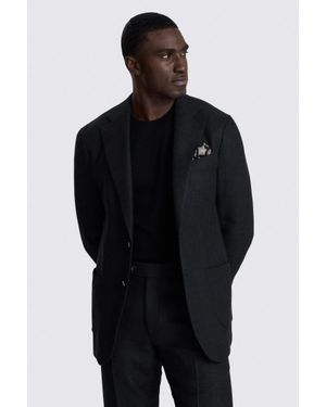 E thomas Italian Tailored Fit Twill Suit Jacket - Black