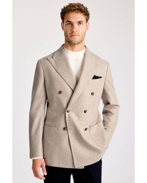 E thomas Italian Tailored Fit Oatmeal Jacket - Natural