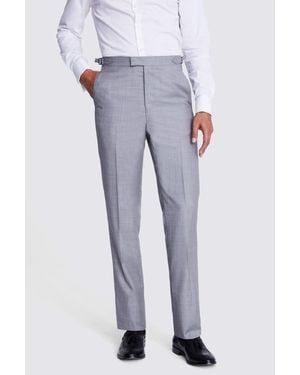 Barberis Italian Tailored Fit Sharkskin Morningwear Unhemmed Trousers - Grey