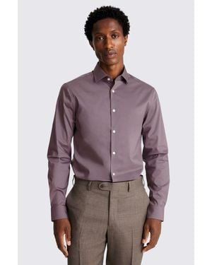 Moss Slim Fit Dark Stretch Shirt - Purple