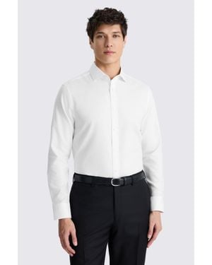 Moss Tailored Fit Royal Oxford Non-Iron Cotton Shirt - White
