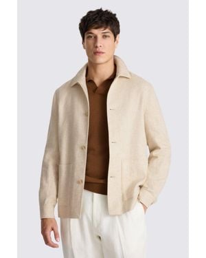 Moss Neutral Twill Linen Shacket - Natural