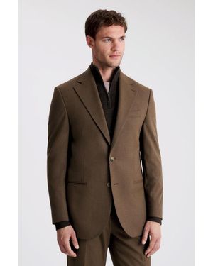 Moss Relaxed Fit Chestnut Flannel Suit Jacket - Brown