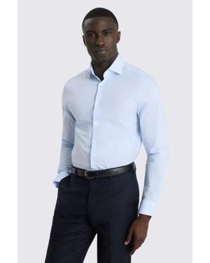 Moss Slim Fit Sky Stripe Stretch Shirt - Blue